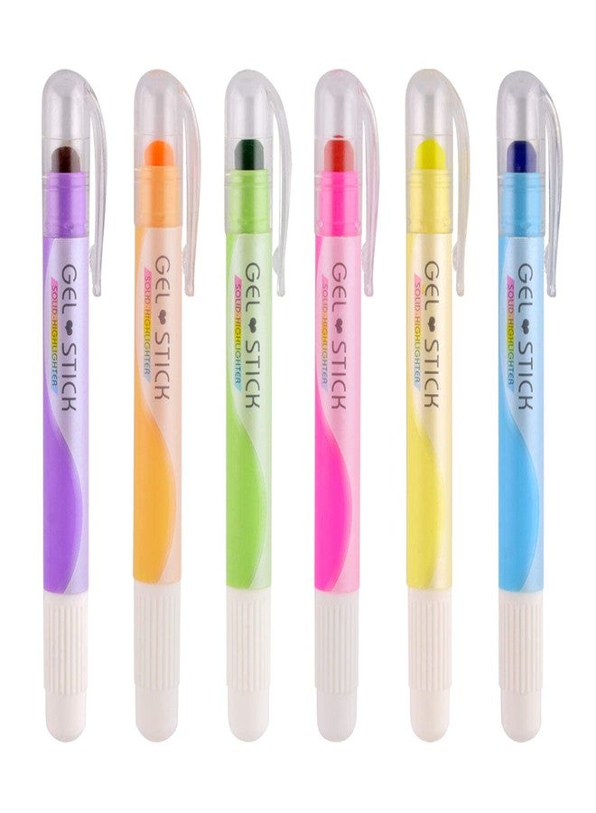 SAMVARDHAN Gel Highlighters Solid Highlighter Stick Cute Cool Novelty Solid Accent Pen Office School Supplies Student Children (6 Assorted Color) - Image 2
