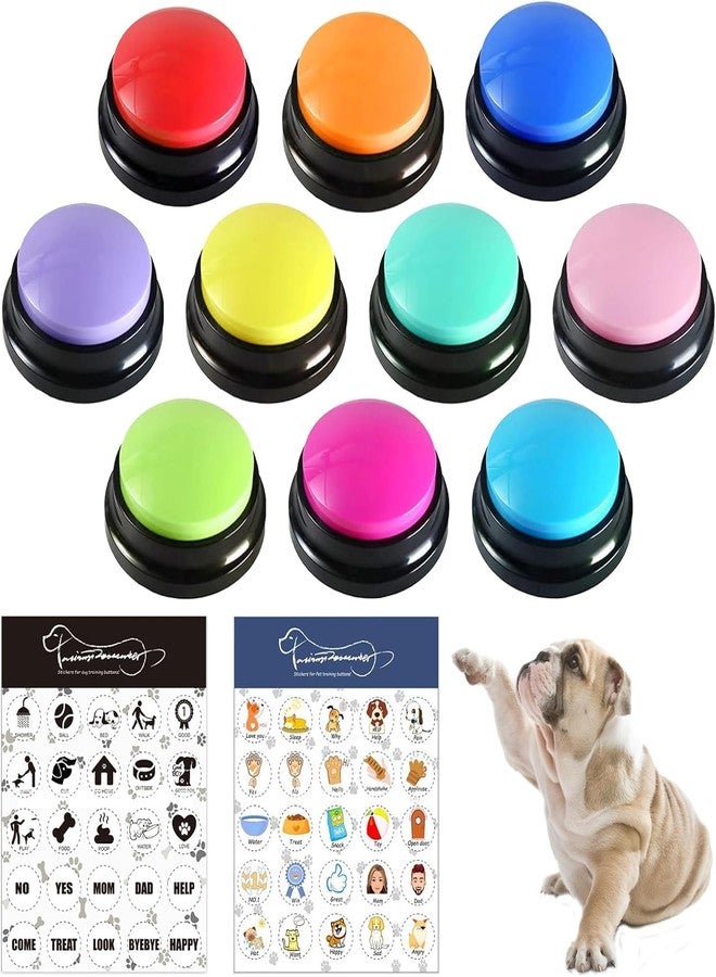 RIBOSY Dog Buttons for Communication, 10 Pcs Dog Speech Training Buzzers with 50 Training Stickers, Train Your Dog to Voice What They Want - Image 1