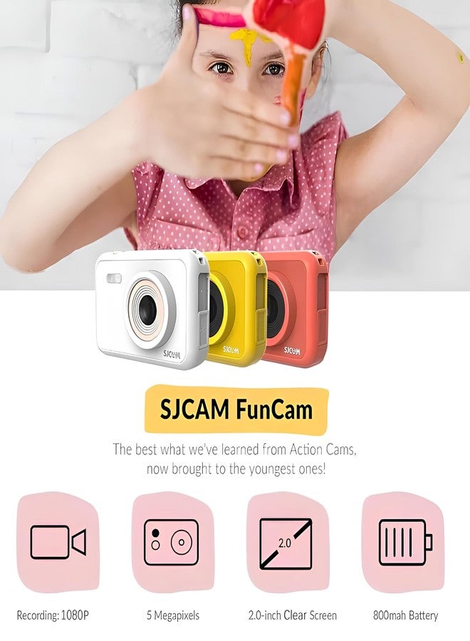 SJCAM FunCam 2" LCD Kids HD Digital Action Camera with in-Built Games for Children & Adult Kids (Pink) - Image 4