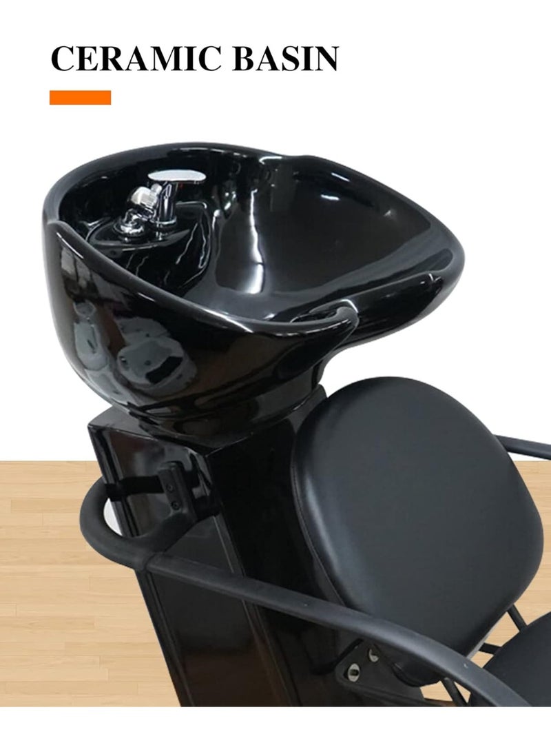 Meishida Shampoo Backwash Chair Station Steel Frame Ceramic Basin Hair Wash Bowl for Men & Women Beauty Salon, Barbershop, Hair Spa Furniture  - Image 2