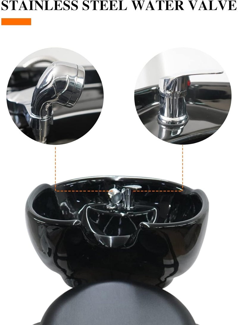 Meishida Shampoo Backwash Chair Station Steel Frame Ceramic Basin Hair Wash Bowl for Men & Women Beauty Salon, Barbershop, Hair Spa Furniture  - Image 3