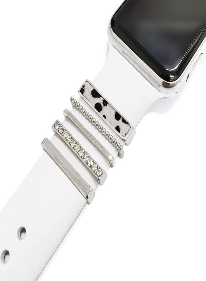 Wowstrap 5Pcs Charms for Apple Watch band 41mm 45mm 40mm 44mm 38mm 42mm 46mm 49mm Women,Diamond+Metal Jewelry Decorative Ring For iWatch series 11 10 9 8 7 6 5 4 se 3/2,Galaxy watch 7/6/5/4,Strap Accessories - Image 1