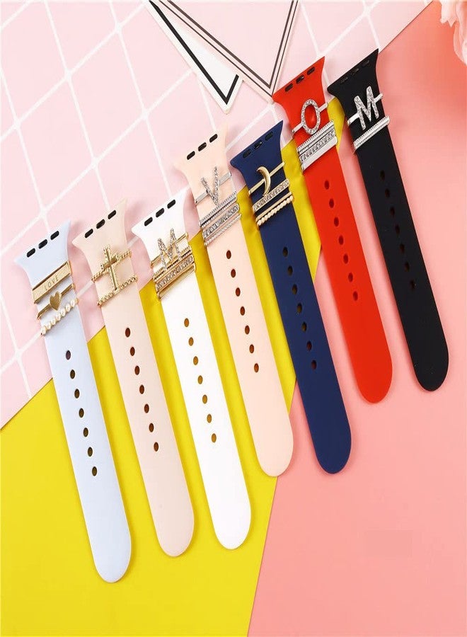 Wowstrap 5Pcs Charms for Apple Watch band 41mm 45mm 40mm 44mm 38mm 42mm 46mm 49mm Women,Diamond+Metal Jewelry Decorative Ring For iWatch series 11 10 9 8 7 6 5 4 se 3/2,Galaxy watch 7/6/5/4,Strap Accessories - Image 5