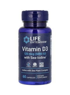 لايف إكستنشن فيتامين د3 مع Sea-Iodine، 125 مكجم 5,000 وحدة دولية 60 كبسولة  - Image 1