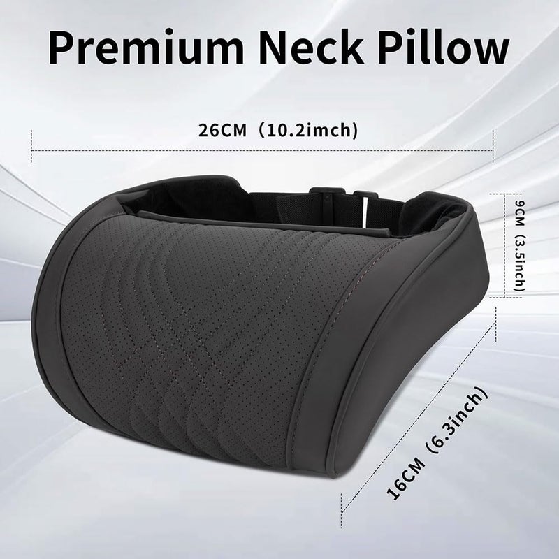 Dapucarin Car Headrest Memory Foam Neck Pillow for Driving with Leather Cover Soft Comfortable Seat Head Pillow Cushion for Most Cars SUV Sedan Home Office Black (2PC) - Image 4