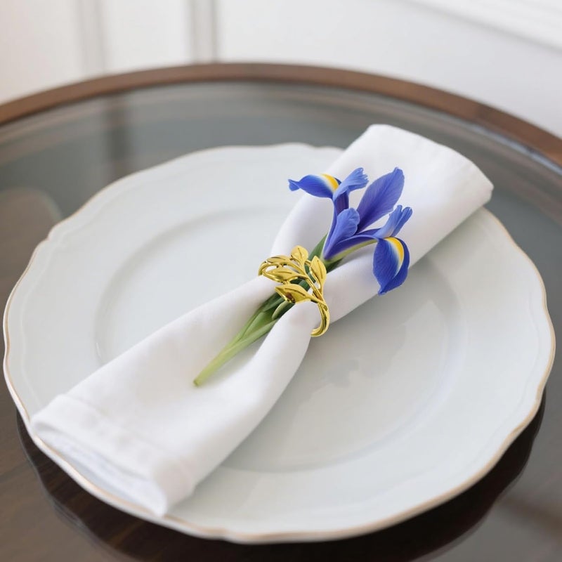 Gold Leaf Design Elegant, 35 Pcs Zinc Alloy Rings Napkin, for Banquets Weddings and Ideal Formal Events, and Table Decor Styling Napkin Great for - Image 4