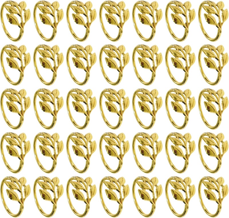 Gold Leaf Design Elegant, 35 Pcs Zinc Alloy Rings Napkin, for Banquets Weddings and Ideal Formal Events, and Table Decor Styling Napkin Great for - Image 1