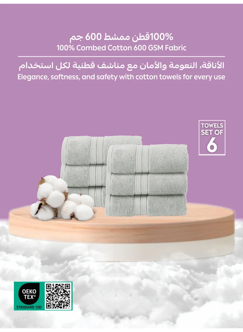 Donetella 6-Pcs Hand Towel Set (40x70 cm) – 100% Combed Cotton 600 GSM | Quick Dry, Ultra-Absorbent, Thick & Plush | Ideal for Spa, Gym, Hotel & Everyday Luxury