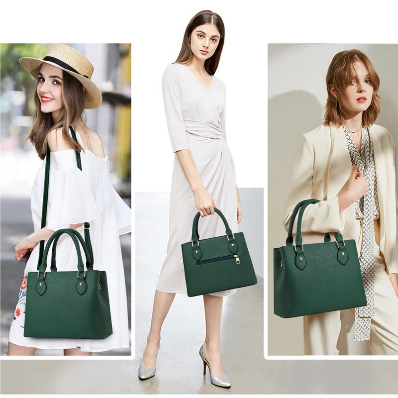 CHICAROUSAL Purses and Handbags for Women Leather Crossbody Bags Women's Tote Shoulder Bag (Dark Green cc) - Image 4