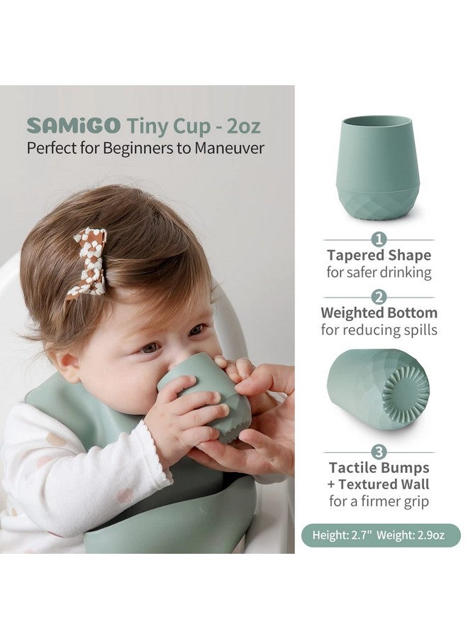 SAMiGO Silicone Baby Utensils - Self Feeding Spoons and Tiny Training Cup - First Stage Baby Led Weaning Supplies for 6 Months+ Infants - Set of 3 - Image 2