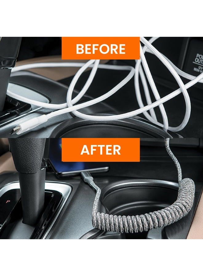 Ventev Helix 3ft Expandable iPhone Cable | Fast Charging USB C to Apple Lightning Cable | Compatible with iPhone 14/13/12/11 | Coiled MFi Certified iPhone Charger Cord - Gray - Image 3