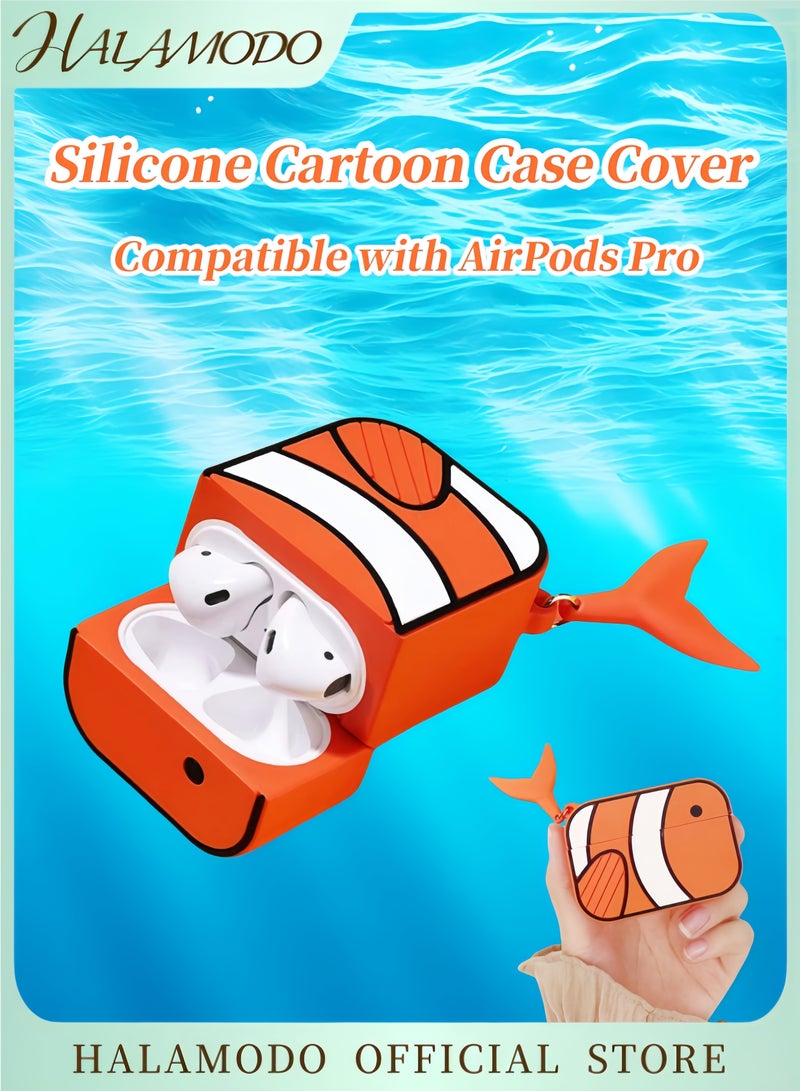 هالامودو غطاء سيليكون متوافق مع AirPods Pro 3D Animal Whale Case Cover Cartoon Protective Shell Fashion Cool Earbuds Case Cover Soft Earbuds Cover for Everyday Use - Image 1