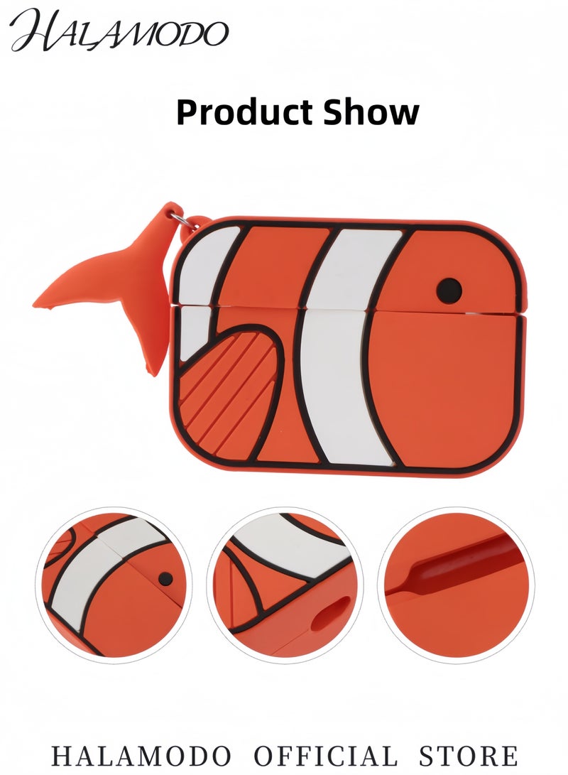 هالامودو غطاء سيليكون متوافق مع AirPods Pro 3D Animal Whale Case Cover Cartoon Protective Shell Fashion Cool Earbuds Case Cover Soft Earbuds Cover for Everyday Use - Image 2