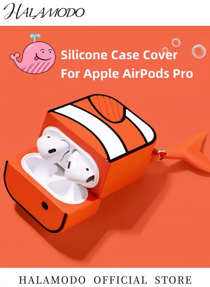 هالامودو غطاء سيليكون متوافق مع AirPods Pro 3D Animal Whale Case Cover Cartoon Protective Shell Fashion Cool Earbuds Case Cover Soft Earbuds Cover for Everyday Use - Image 5