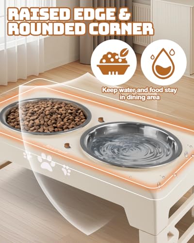 Jovrun Elevated Dog Bowls for Small Dogs and Cats, Non-Slip Cat Bowls with 2 Thick 5.5" Stainless Steel Dishes, Dog Feeder 2 Heights Adjustable to 2.6"-5.3" - Image 4