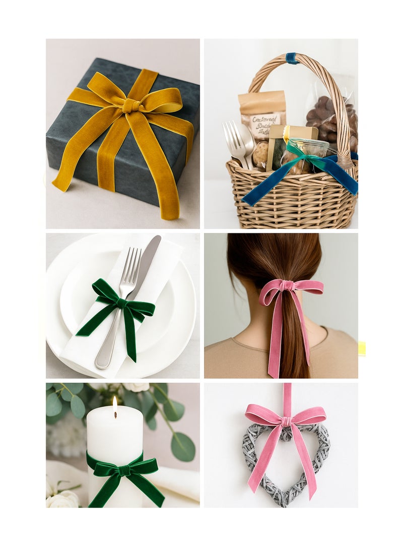 1 cm Velvet Ribbon Roll – Soft Velvet Craft Ribbon for Gift Wrapping, Sewing, Hair Accessories, Decorations – (Green 60) Available in 32 Colors - Image 3