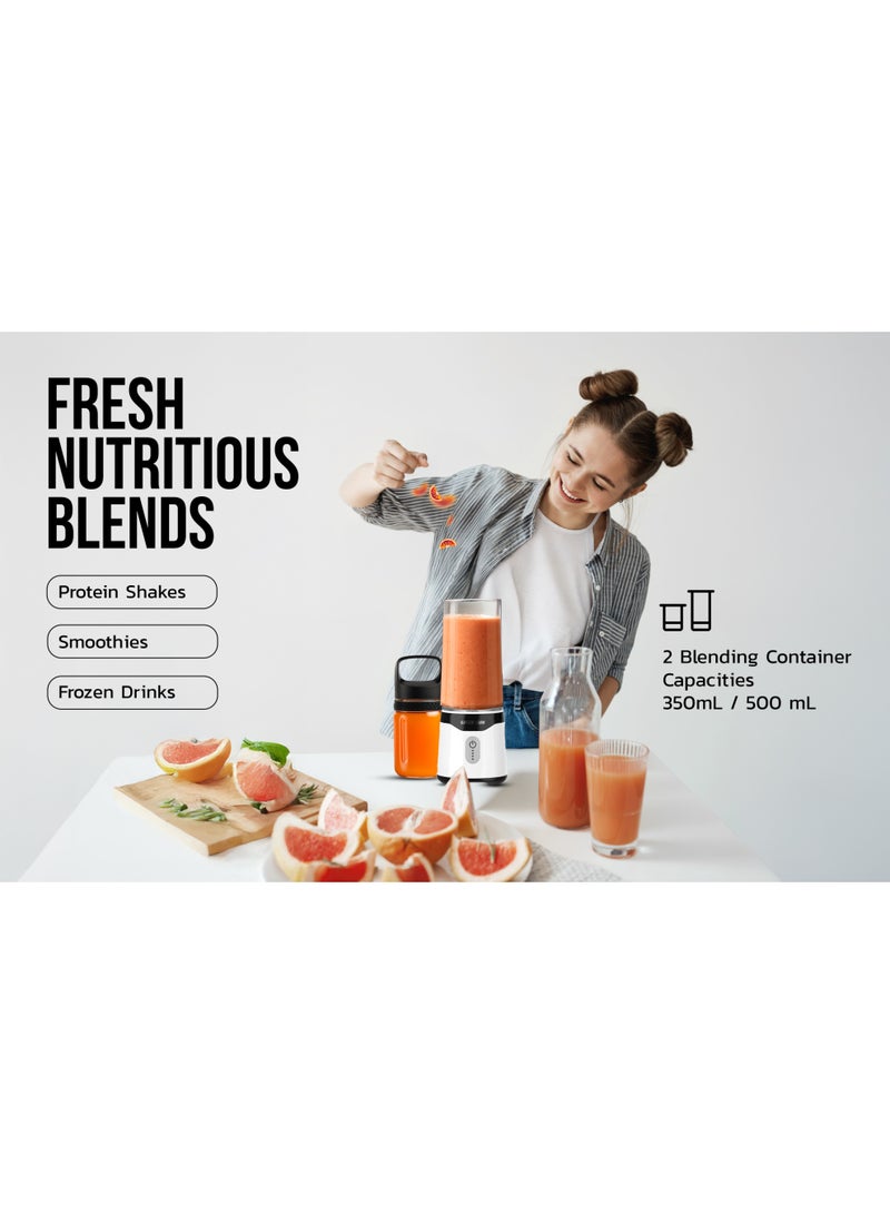 GREEN LION Summer Mate Portable Blender 500ml/350ml Capacity / Self Cleaning / BPA Free / Portable Design / 6-Blades Powerful / Type-C Charging / High Battery Capacity / Strong Power / PCTG Food Grade - Black & White - Image 3