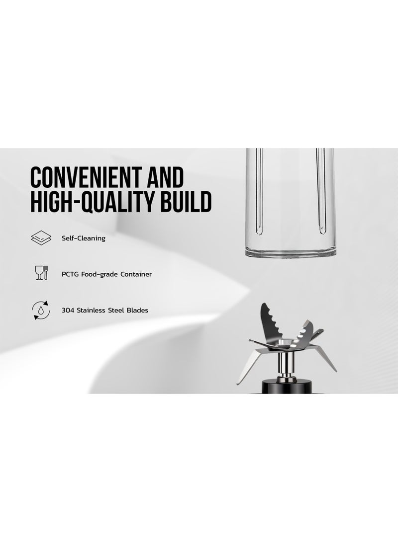 GREEN LION Summer Mate Portable Blender 500ml/350ml Capacity / Self Cleaning / BPA Free / Portable Design / 6-Blades Powerful / Type-C Charging / High Battery Capacity / Strong Power / PCTG Food Grade - Black & White - Image 5