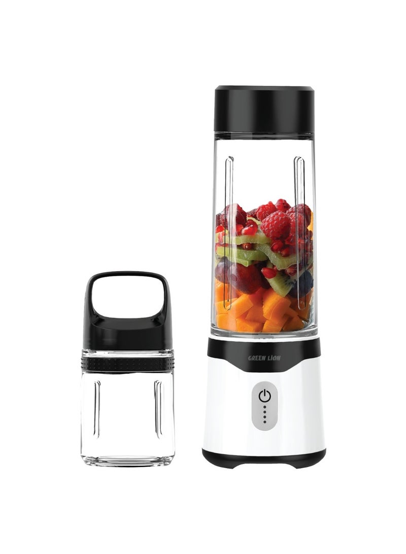 GREEN LION Summer Mate Portable Blender 500ml/350ml Capacity / Self Cleaning / BPA Free / Portable Design / 6-Blades Powerful / Type-C Charging / High Battery Capacity / Strong Power / PCTG Food Grade - Black & White - Image 1