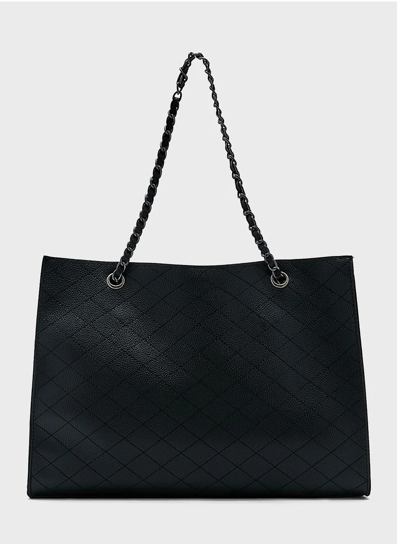 ELLA Quilted Chain Handle Tote Handbag