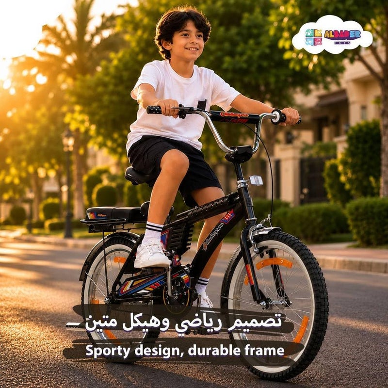 ALBADER Rambo 20 Inch Kids Bicycle, Indonesian Style Single Speed Bike with Durable Steel Frame, Front & Rear Caliper Brakes, Rear Passenger Seat, Whitewall Tires, Sport Bicycle - Image 5