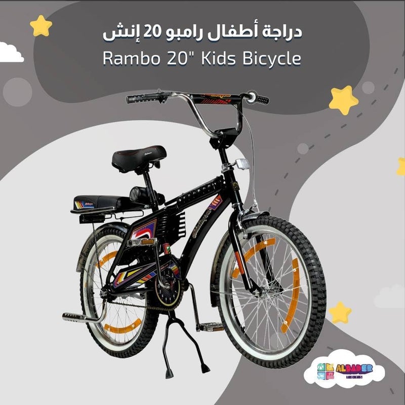 ALBADER Rambo 20 Inch Kids Bicycle, Indonesian Style Single Speed Bike with Durable Steel Frame, Front & Rear Caliper Brakes, Rear Passenger Seat, Whitewall Tires, Sport Bicycle - Image 2