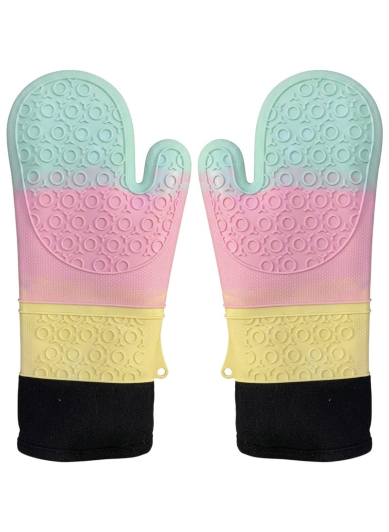 Silicone Oven Mitts Heat Resistant with Cotton Lining 36×19 cm 2 Pack - Image 2