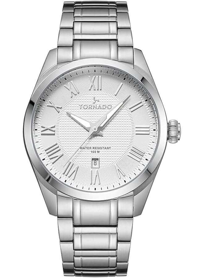 TORNADO Men Japan Quartz Movement Watch Analog Display And Stainlesss Steel Strap T8007 Sbsw Silver