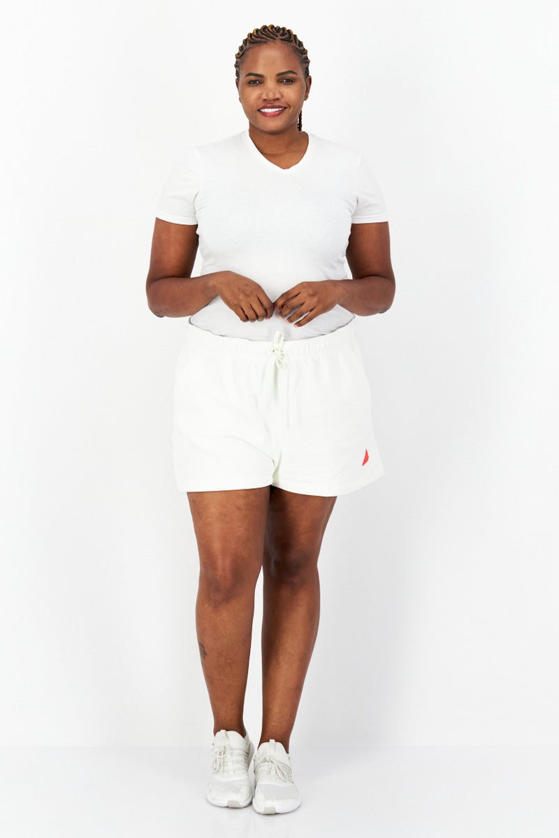 Adidas Women Plus Size Sportswear Fit Brand Logo Training Shorts, White - Image 4