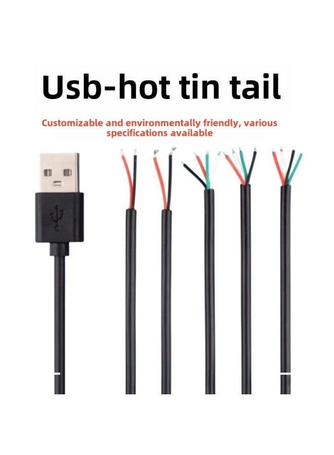 Supply 1 M Semi-finished USB Hot Tin Tail Charging Cable Environmentally Friendly Fixed Length Applicable Table Lamp Cable-Color:Black-Line Length:3.0mm Wire Diameter 1 M Environmental Protection  - Image 1