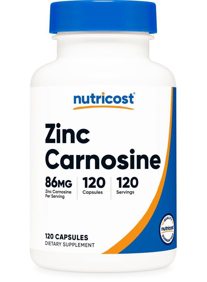 Nutricost زنك كارنوستين 86 ملغ، 120 كبسولة - غير معدلة وراثيًا، خالية من الغلوتين، مكمل زنك L-كارنوستين - Image 1