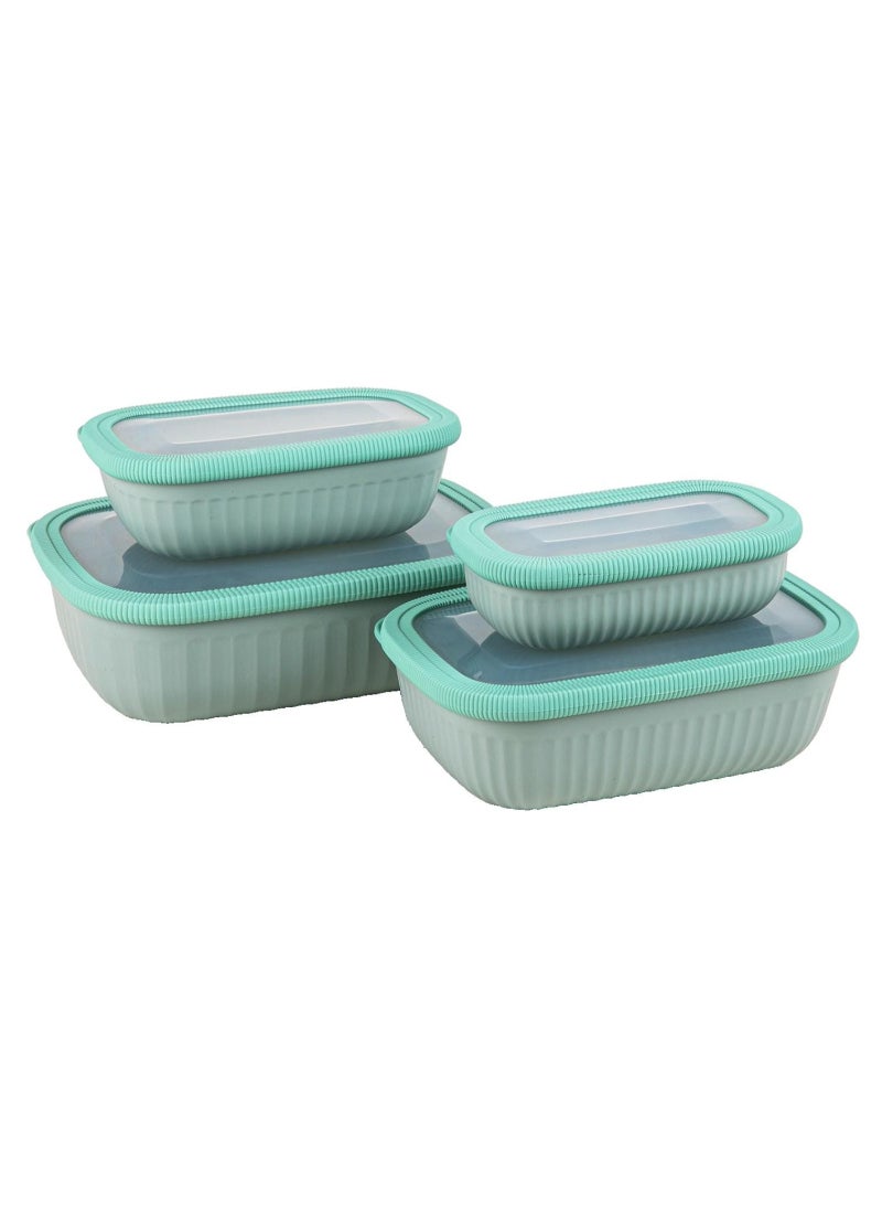 4 pcs Rectangular Food Storage Box Set, Green, 9025