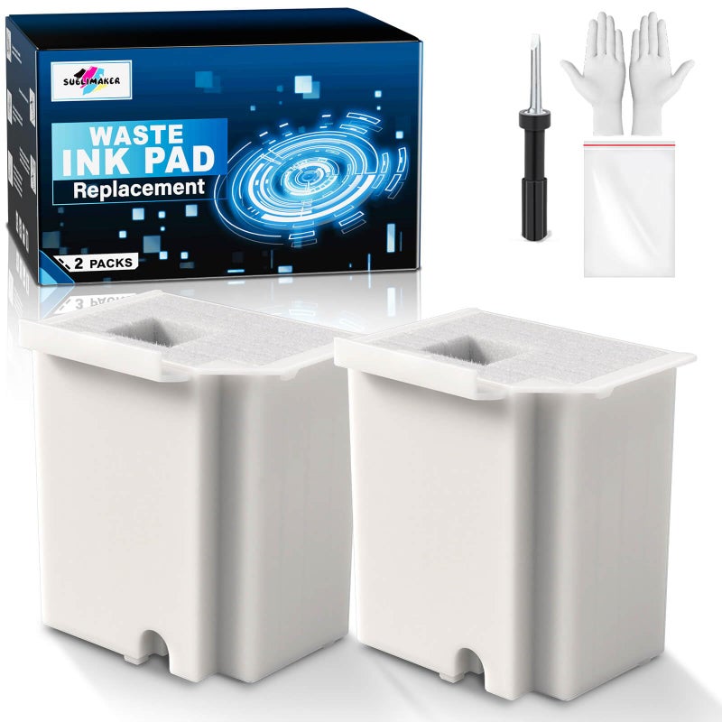SUBLIMAKER Waste Ink Pad Replacement with Reset Software for Ecotank ET-2800 ET-4800 ET-2720 ET-2803 ET-2400 ET-4700 2800 4800 2720 2803 ET2800 ET4800 Printer, Maintenance Box with Reset Software (2 Packs) - Image 1