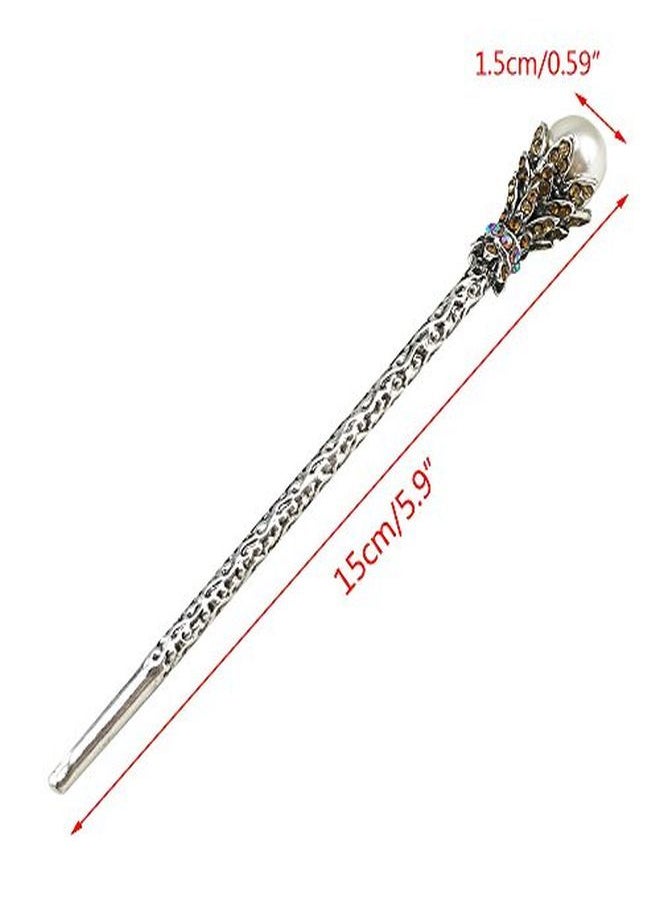 Yueton - Pack Of 2 Vintage Rhinestone Pearl Hair Stick Vintage Hair Chopsticks Hairpin Chignon Pin (Coffee) - Image 1