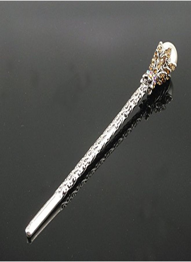 Yueton - Pack Of 2 Vintage Rhinestone Pearl Hair Stick Vintage Hair Chopsticks Hairpin Chignon Pin (Coffee) - Image 1