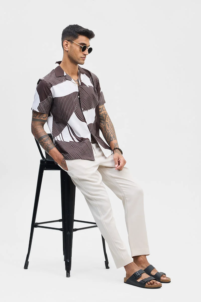 SNITCH Dark Brown Abstract Box Fit Shirt