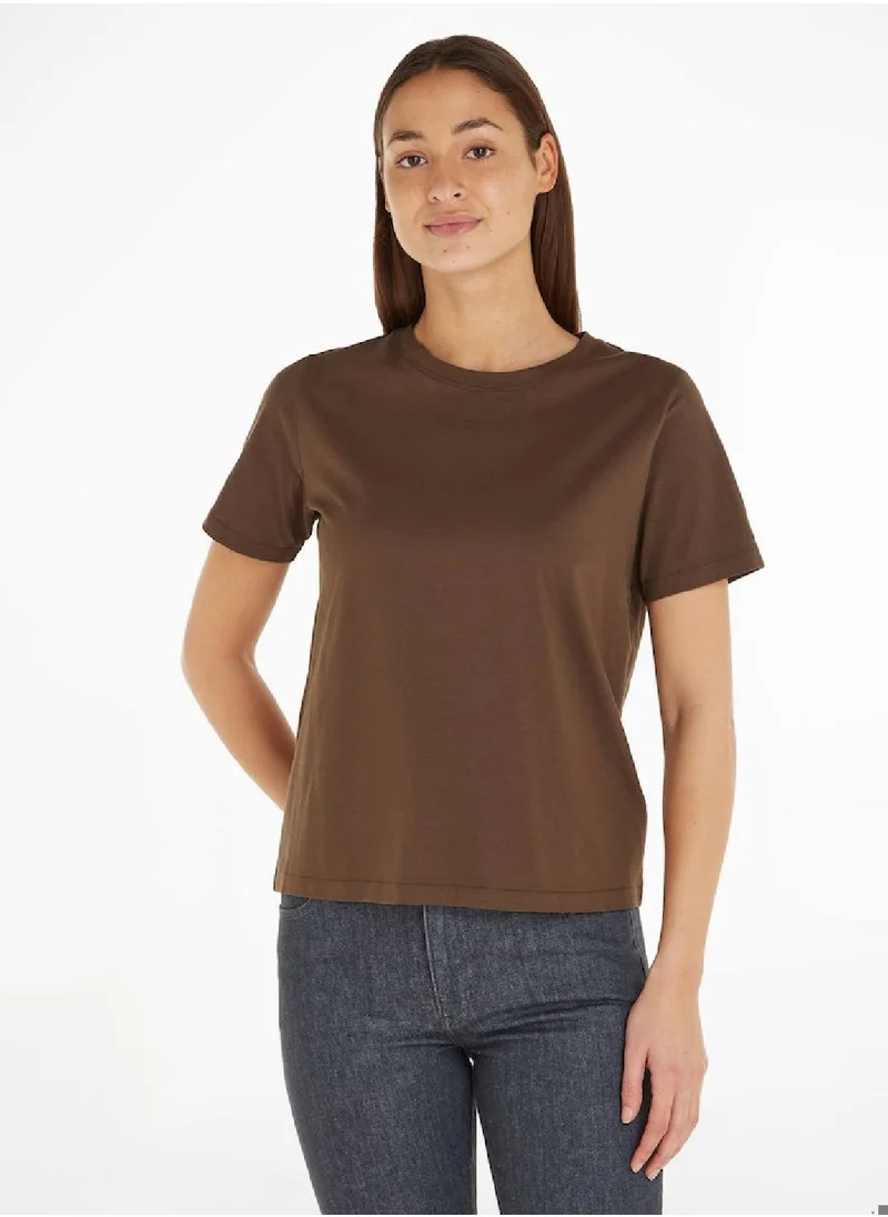 CALVIN KLEIN Women's T-Shirt - Cotton, Brown