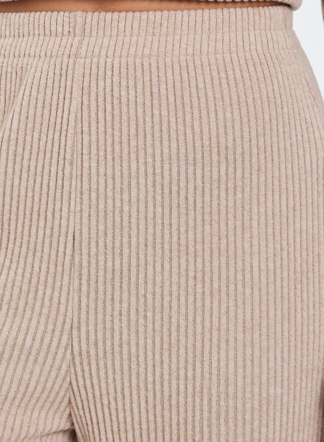 Styli Women Beige Ribbed Wide Leg Knit Pants - Image 3
