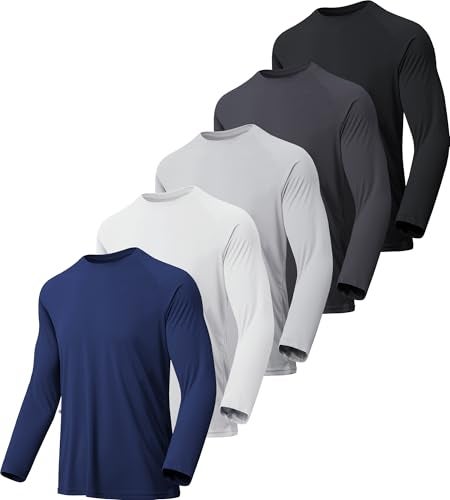 MLYENX 5 Pack Long Sleeve Shirts for Men UPF 50+ UV Sun Protection Quick Dry Moisture Wicking Workout Tee Shirts XL - Image 1