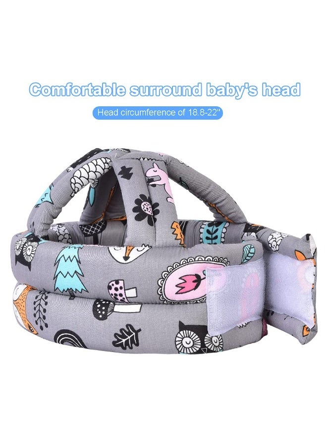 TORASO خوذة بيبي توراسو ووسادات الركبة للزحف والمشي، العمر 6-36 شهر، غابة رمادية - Image 4