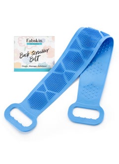 Fabskin Body Back Scrubber For Bathing | Bath Brush Back Cleaner | Scrubber For Bathing | Double Side Body Scrub Brush, Bathing Brush For Skin Deep Cleaning Massage | Easy To Clean | For Men & Women - Blue  - Image 1