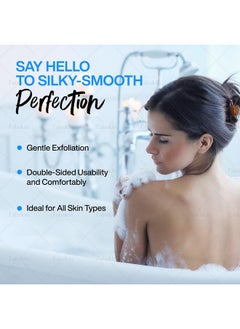 Fabskin Body Back Scrubber For Bathing | Bath Brush Back Cleaner | Scrubber For Bathing | Double Side Body Scrub Brush, Bathing Brush For Skin Deep Cleaning Massage | Easy To Clean | For Men & Women - Blue  - Image 4