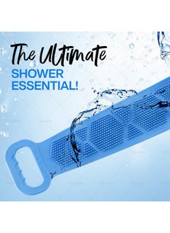 Fabskin Body Back Scrubber For Bathing | Bath Brush Back Cleaner | Scrubber For Bathing | Double Side Body Scrub Brush, Bathing Brush For Skin Deep Cleaning Massage | Easy To Clean | For Men & Women - Blue  - Image 3