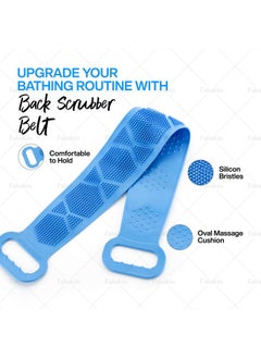 Fabskin Body Back Scrubber For Bathing | Bath Brush Back Cleaner | Scrubber For Bathing | Double Side Body Scrub Brush, Bathing Brush For Skin Deep Cleaning Massage | Easy To Clean | For Men & Women - Blue  - Image 2