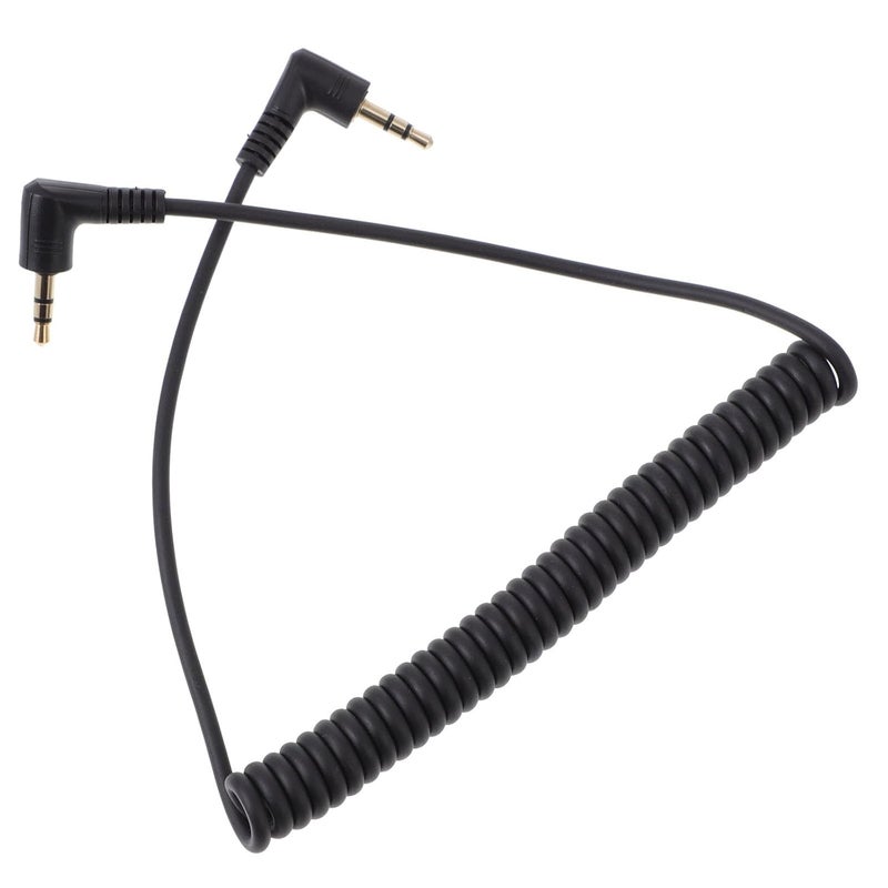 Kichvoe 3.5mm Male to Male Audio Aux Cable with Dual Right-Angle Connectors, 1.5m Black Stereo Jack Cord for Car and Mobile Phone Auxiliary Connection, Spring Retractable Multi-Purpose - Image 1