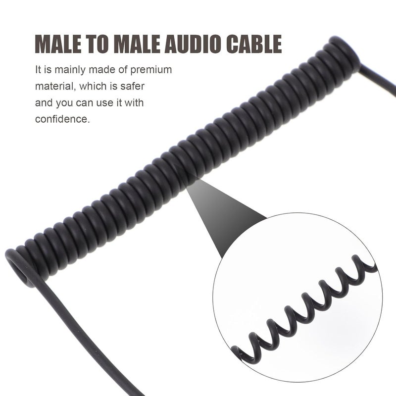 Kichvoe 3.5mm Male to Male Audio Aux Cable with Dual Right-Angle Connectors, 1.5m Black Stereo Jack Cord for Car and Mobile Phone Auxiliary Connection, Spring Retractable Multi-Purpose - Image 3