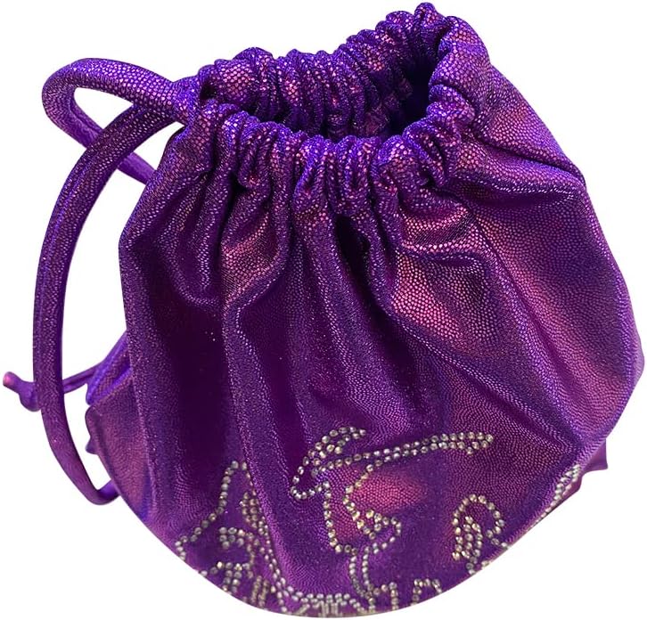 LILFOX 8"x10" Drawstring Gymnastics SMALL GRIP BAG 26x20cm - Lightweight Bag for Personal Equipment - Shiny Foil Rhinestones - Image 1