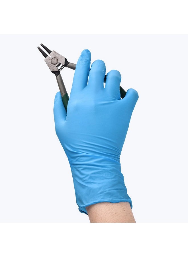 Schneider Nitrile Exam Gloves, Medium, Box of 100, Heavy Duty Disposable Gloves, Textured, Latex Free, Food Safe, Industrial Gloves for Medical, Cleaning, Cooking, Blue - Image 1