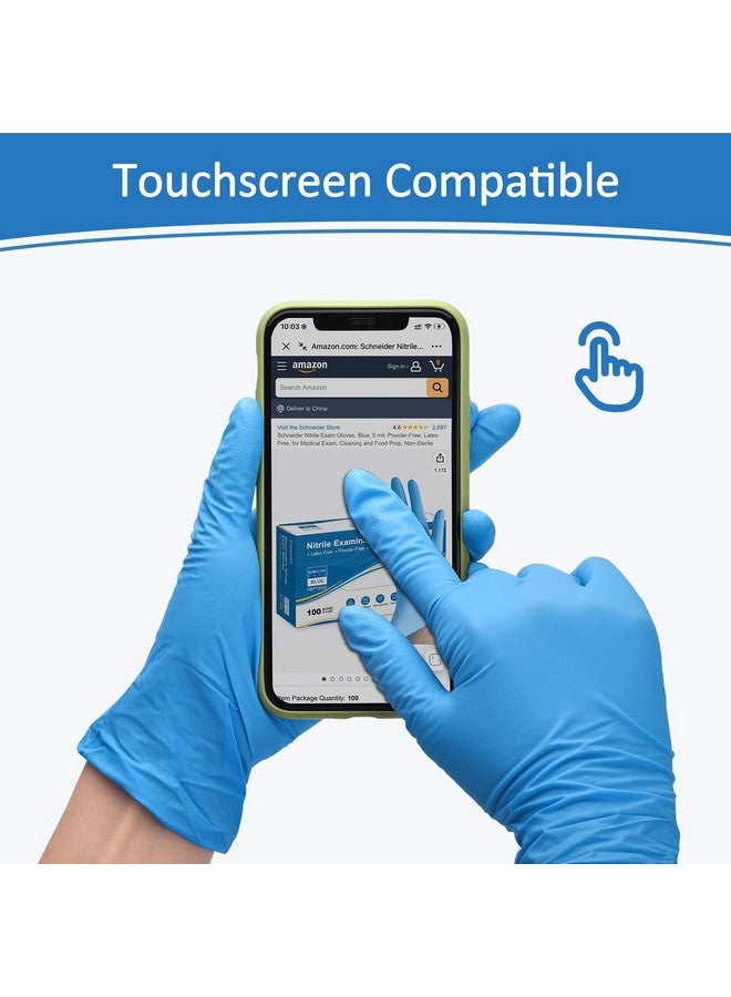 Schneider Nitrile Exam Gloves, Medium, Box of 100, Heavy Duty Disposable Gloves, Textured, Latex Free, Food Safe, Industrial Gloves for Medical, Cleaning, Cooking, Blue - Image 4