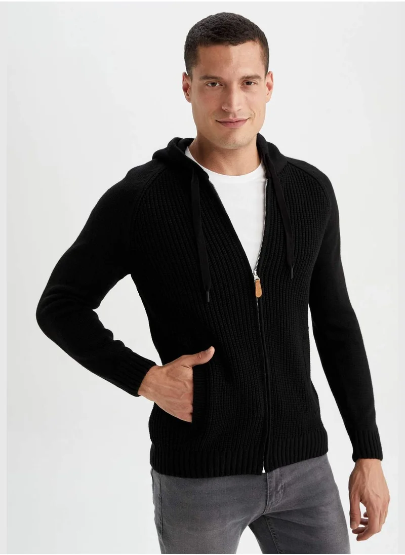 DeFacto Basic Zippered Hooded Cardigan